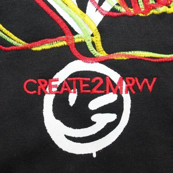 Create 2MEW Mens XL Sweatshirt Hoodie Black All Over Graffiti Embroidered Skull - Picture 10 of 14